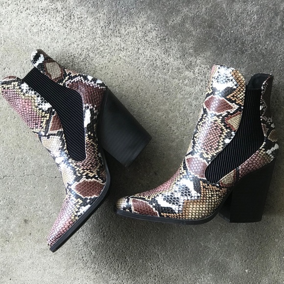 Qupid Multi Color Python Snake Ankle Bootie - Picture 2 of 8